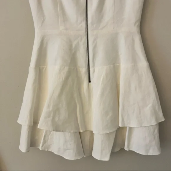 Alice + Olivia Palmira Linen Ruffle Sleeveless Mini Dress White 2 NWT - Picture 9 of 15